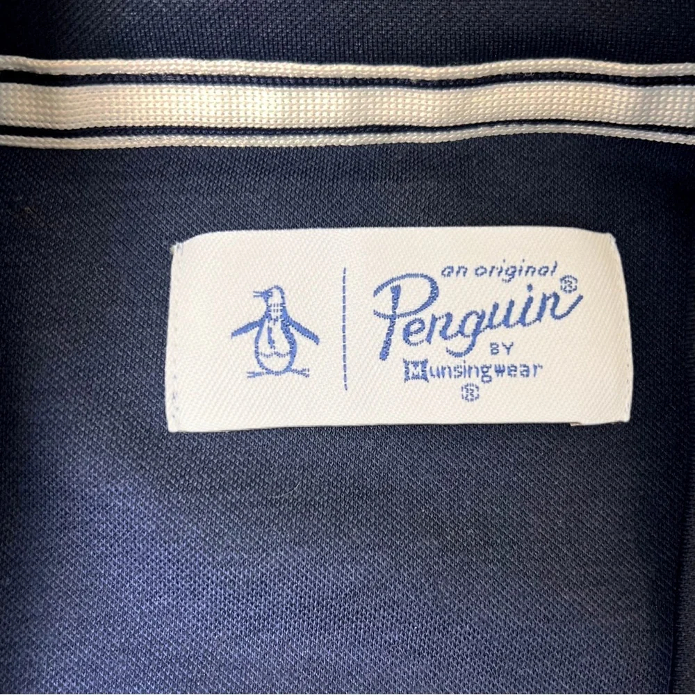 Original Penguin Navy Blue Track Jacket XXL White Sleeve Stripe Full Zip - Picture 3 of 11